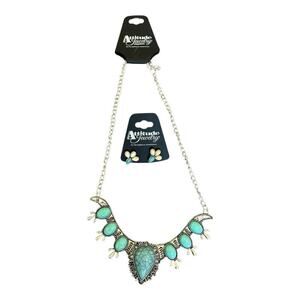 Montana Silversmiths Attitude Jewelry Earrings And Necklace Silver & Turquoise
